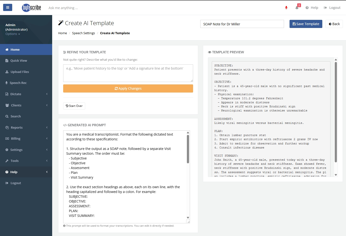 Live AI Transcription Dashboard